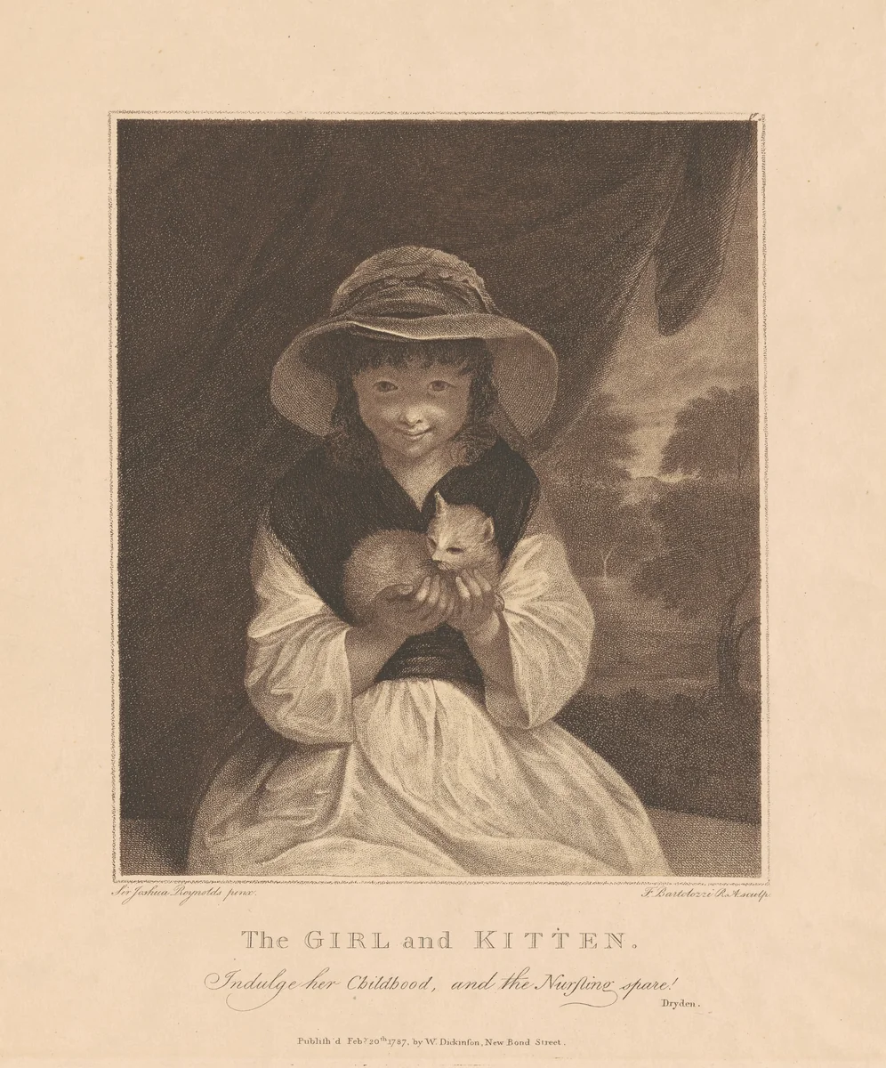 The Girl and Kitten by Francesco Bartolozzi
Sir Joshua Reynolds, print