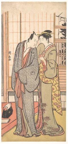 Ichikawa Yaozo III with a Lady by Torii Kiyonaga (鳥居清長), print, 1775-1795