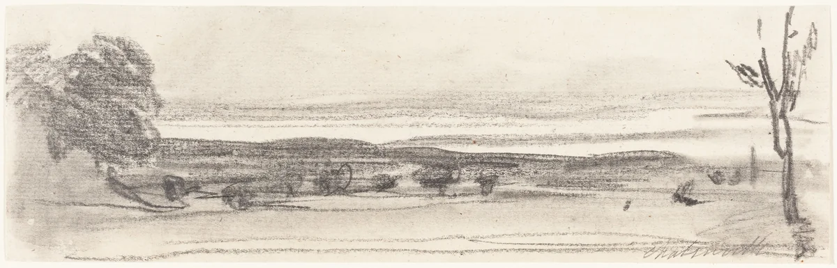 A View across the Park, Chatsworth, Derbyshire by John Burgess, drawing, 1814-1874