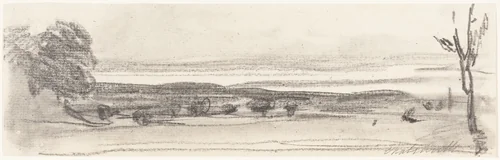 A View across the Park, Chatsworth, Derbyshire by John Burgess, drawing, 1814-1874