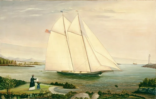 Schooner by American 19th Century, painting, 1800-1899