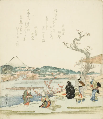 View of Mount Fuji from a tea house by Keisai Eisen (渓斎英泉), print, 1820-1829