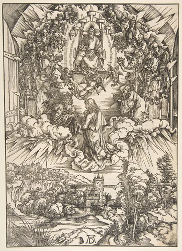 Saint John Before God and the Elders, from "The Apocalypse" by Albrecht Dürer, print, 1511