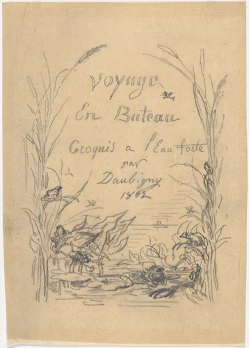 Frontispiece for the Album "Voyage en Bateau" by Charles-François Daubigny, drawing, 1862