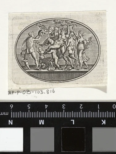 Bacchus op handen gedragen by Pieter Serwouters, print, 1601-1657