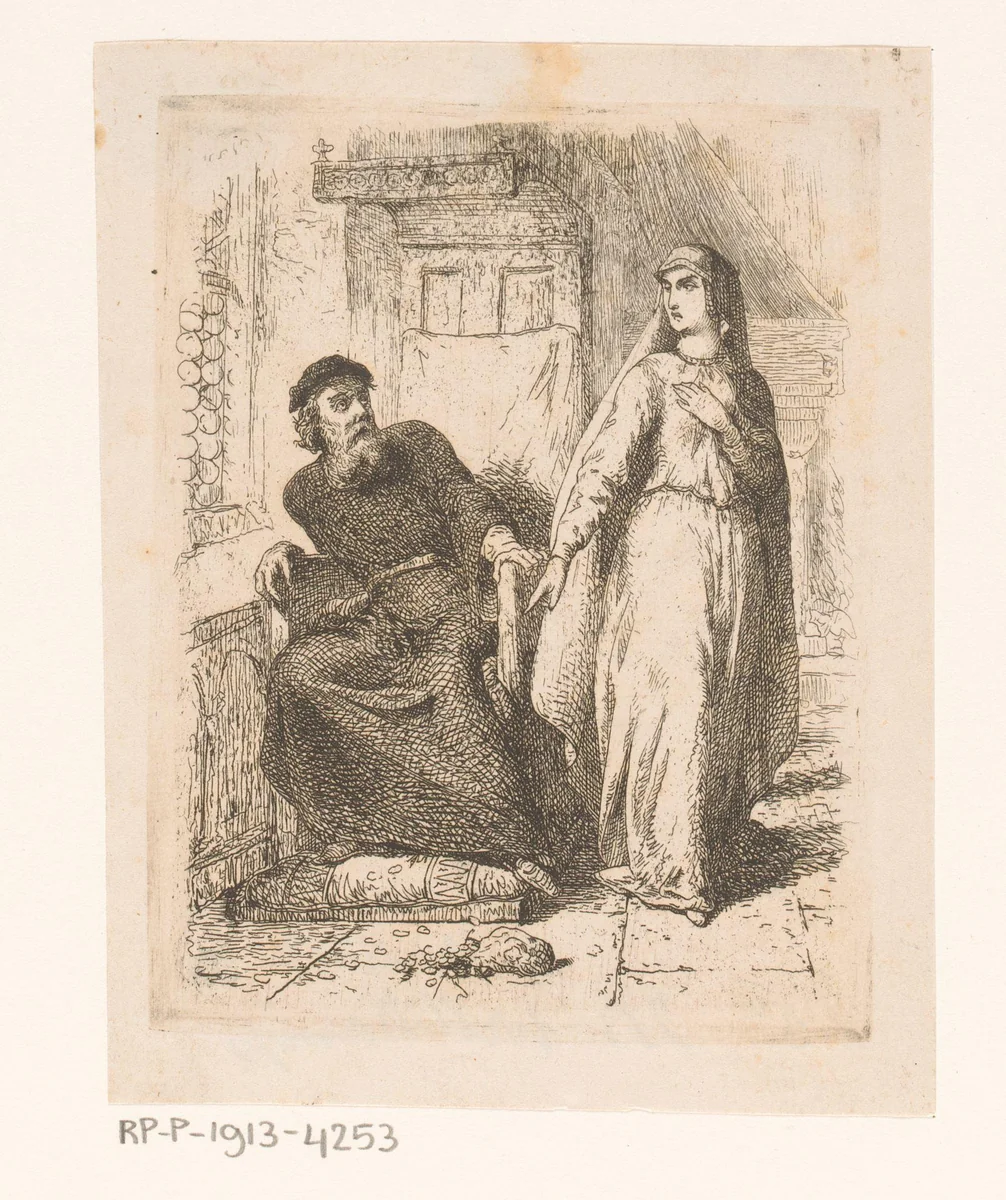 Bruno en zijn dochter Laura by Johan Bernhard Wittkamp, print, 1857