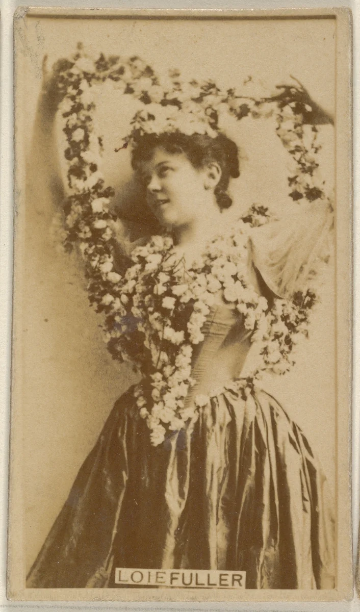 Loie Fuller, from the Actors and Actresses series (N45, Type 8) for Virginia Brights Cigarettes by Allen & Ginter, photograph, 1885-1891