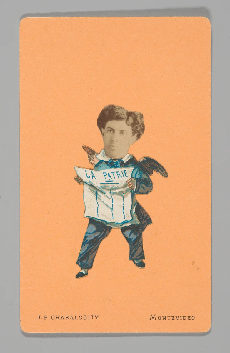 [Photo Collage: Man Reading Newspaper] by Juan Pedro Chabalgoity, photograph, 1870-1880