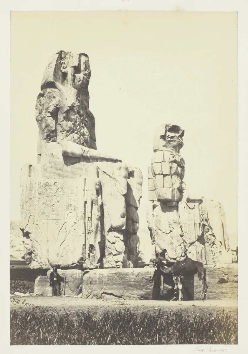 The Statues of Memnon, Plain of Thebes by Francis Frith, photograph, 1857