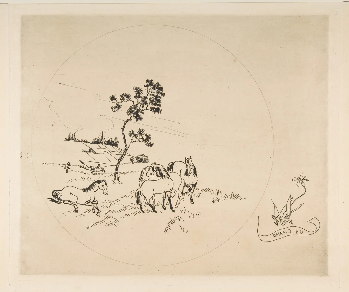 Decoration for a Plate: A Field by Félix Bracquemond, print, 1870
