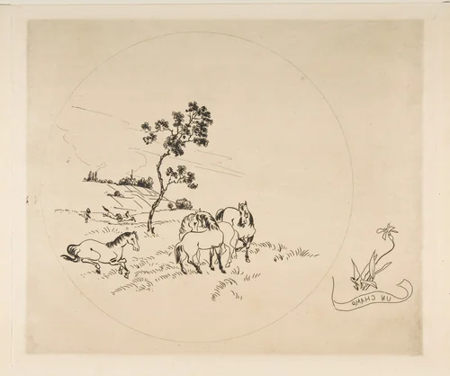 Decoration for a Plate: A Field by Félix Bracquemond, print, 1870