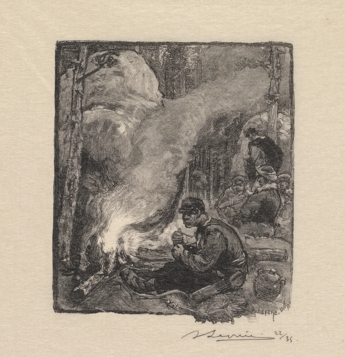 Woodcutters' Meal by Auguste Louis Lepère, book, 1890