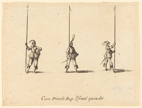Drill with Raised Pikes by Jacques Callot, print, 1634-1635