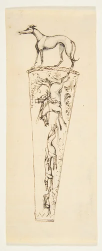 Design for a Vessel with Hunting Scenes by anonymous, drawing, 1800-1899