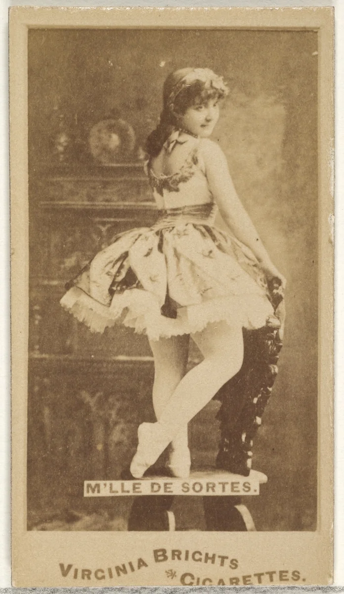 Mlle. de Sortes, from the Actors and Actresses series (N45, Type 1) for Virginia Brights Cigarettes by Allen & Ginter, photograph, 1885-1891