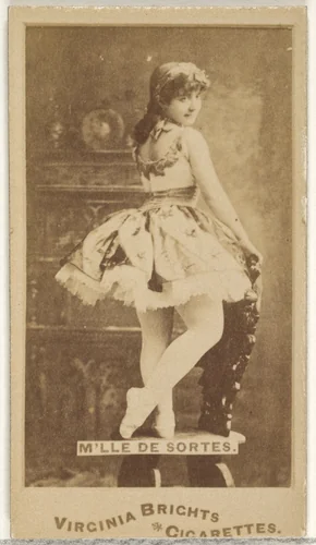 Mlle. de Sortes, from the Actors and Actresses series (N45, Type 1) for Virginia Brights Cigarettes by Allen & Ginter, photograph, 1885-1891