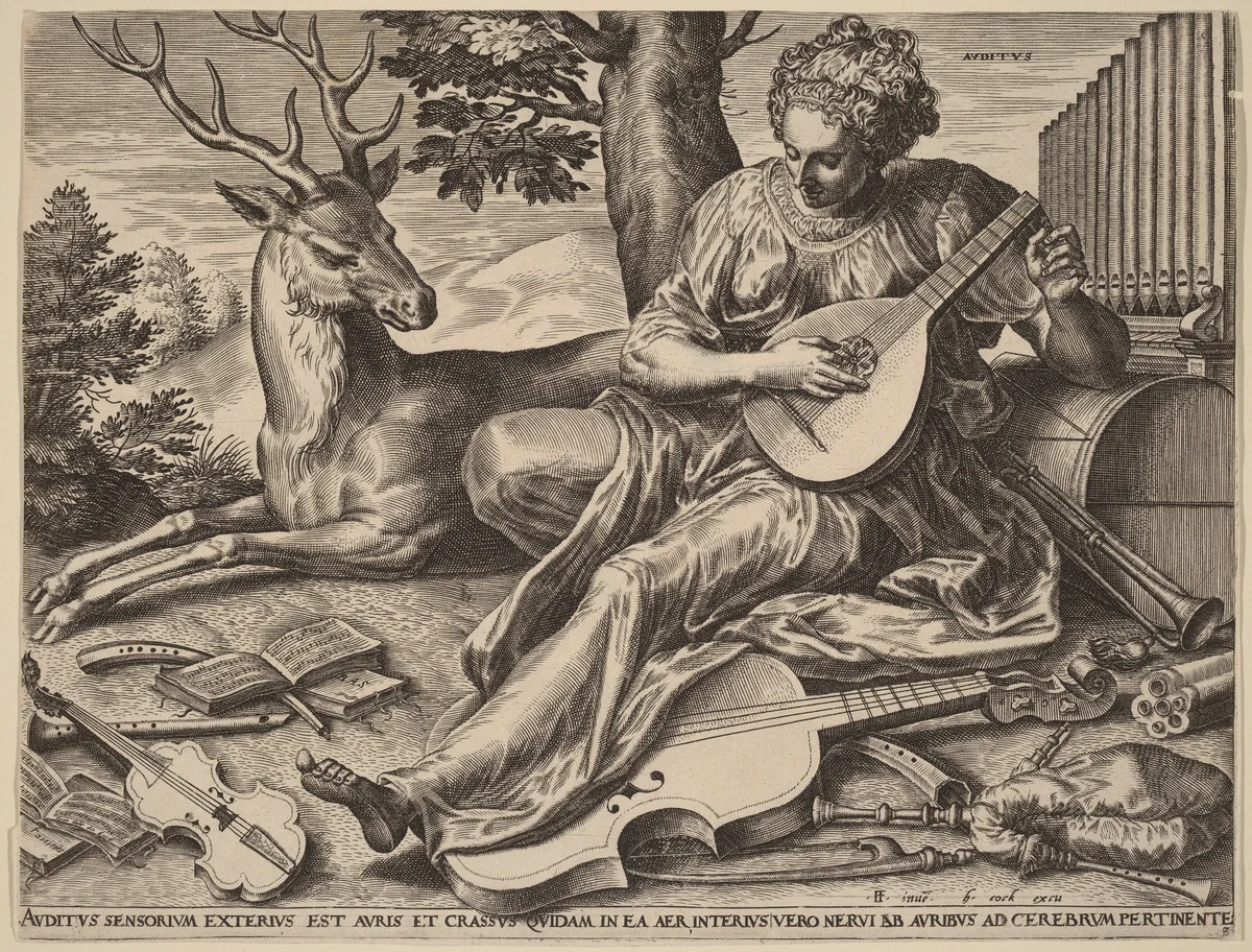 Auditus (Hearing) by Cornelis Cort, print, 1561