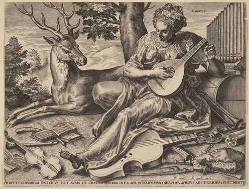 Auditus (Hearing) by Cornelis Cort, print, 1561