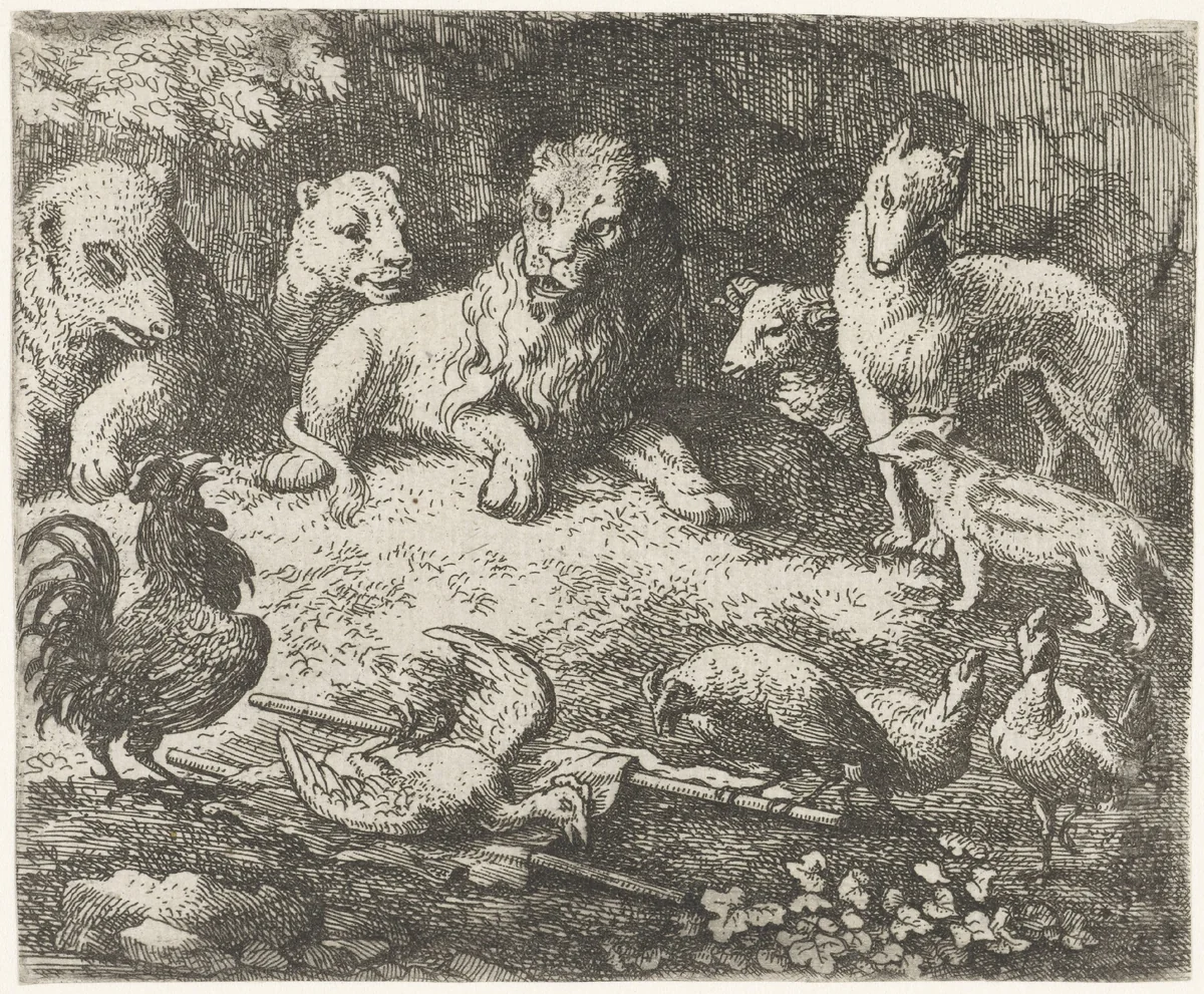 Beklag van de haan by Allaert van Everdingen, print, 1665-1675