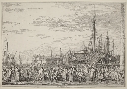 The Market on the Molo by Canaletto, print, 1735-1746