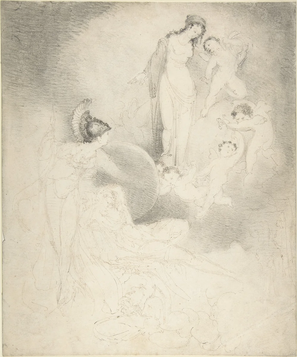 Scene with Classical Figures by William Pitts, drawing, 1805-1840