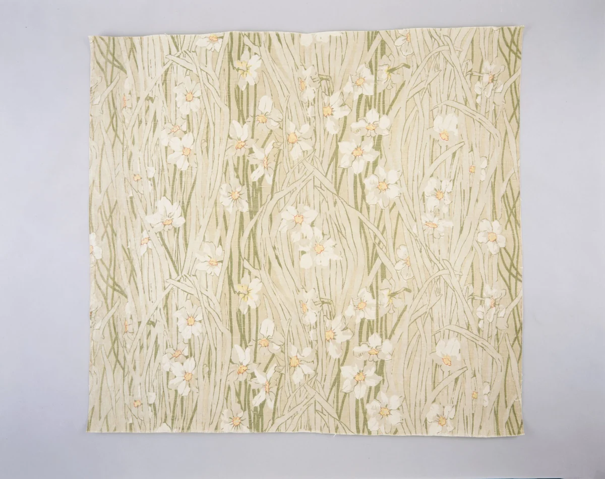 Poet's-narcissus textile by Associated Artists, artwork, 1883-1900
