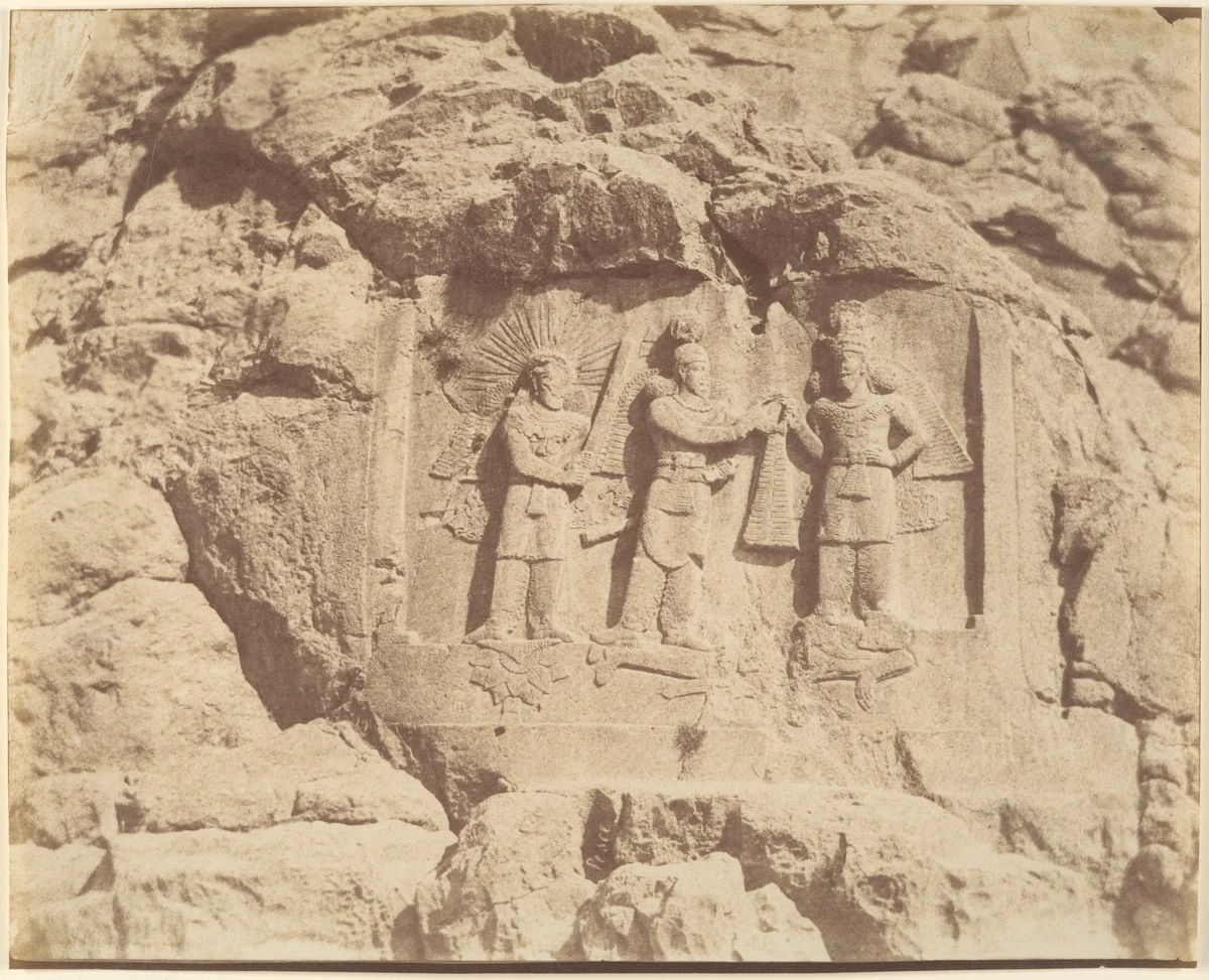 (7) [Tag-e Bustan, Crowning Ceremony of Shapour II, Kermanshah] by Luigi Pesce, photograph, 1840-1869