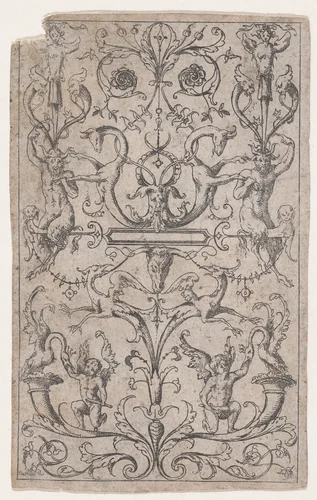 Panel of Grotesques by Jacques Androuet du Cerceau, print, 1530-1585