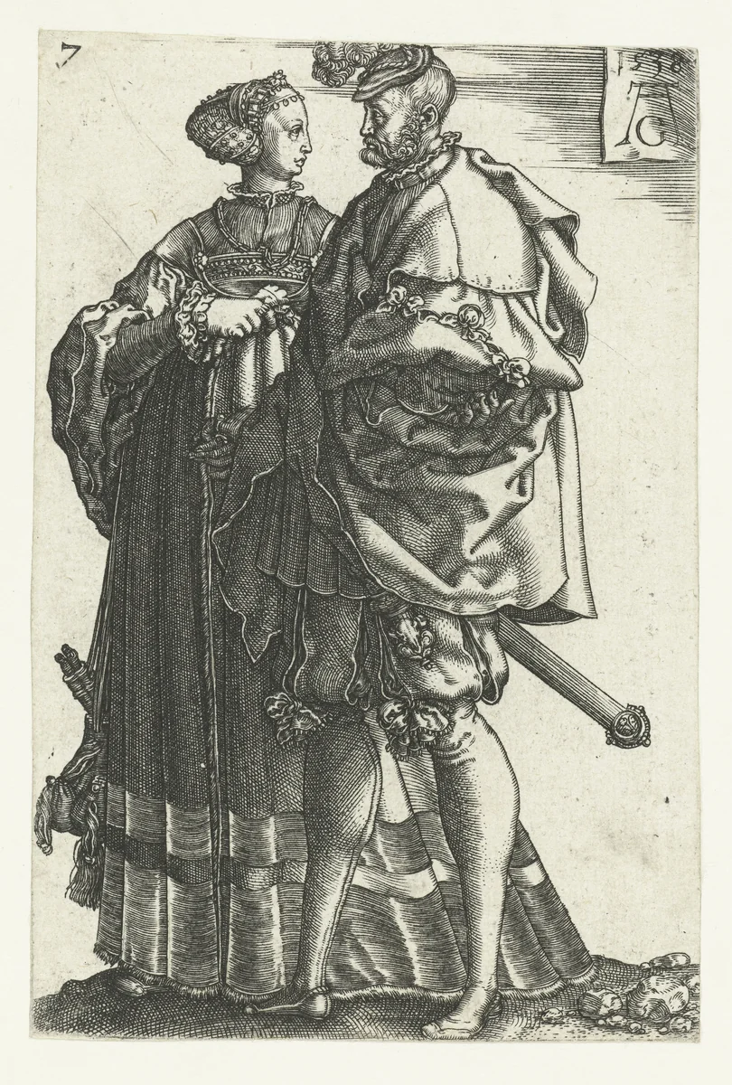 Dansend paar no. 7 by Unknown, print, 1538