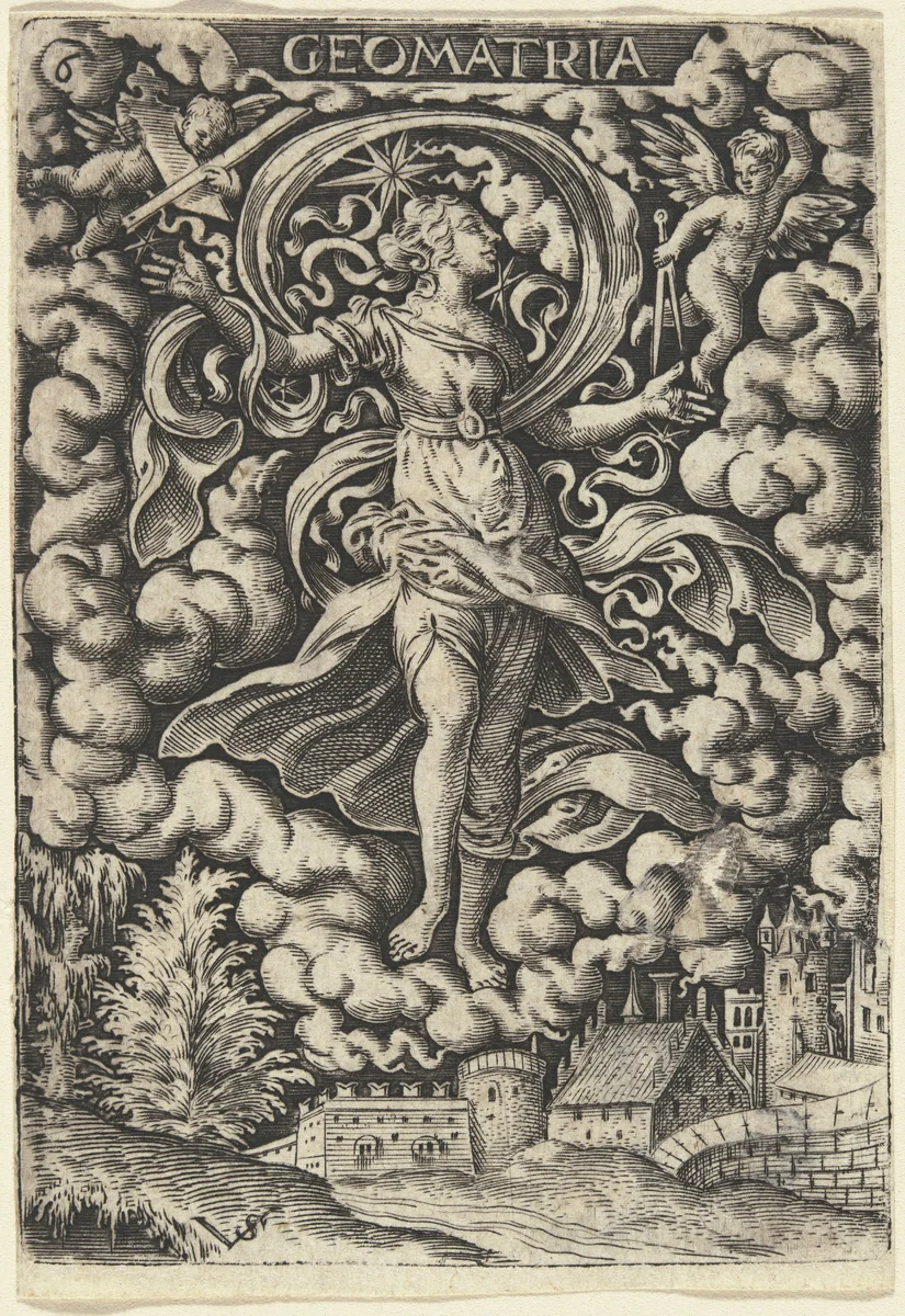 Geometria (Geometry) by Virgil Solis, print, 1514-1562