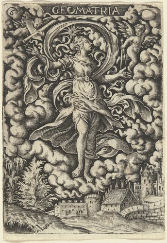 Geometria (Geometry) by Virgil Solis, print, 1514-1562