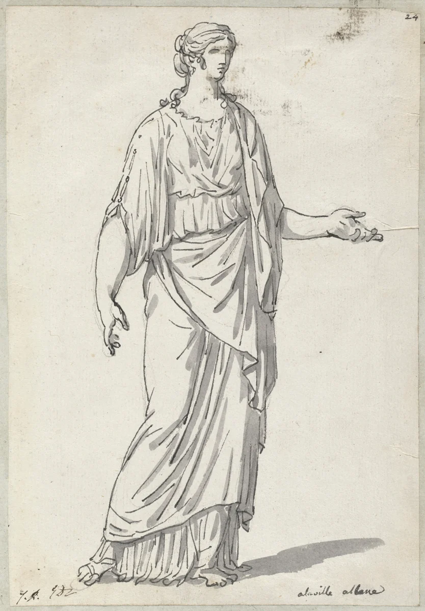 Classical Sculpture of a Woman with an Outstretched Arm by Jacques-Louis David, drawing, 1775-1780