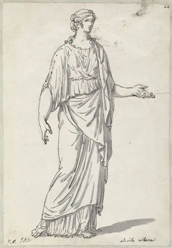 Classical Sculpture of a Woman with an Outstretched Arm by Jacques-Louis David, drawing, 1775-1780