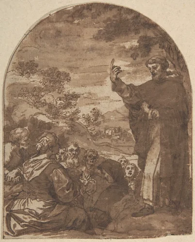 St. Vincent Ferrer Preaching by Alonso Cano, drawing, 1660-1670
