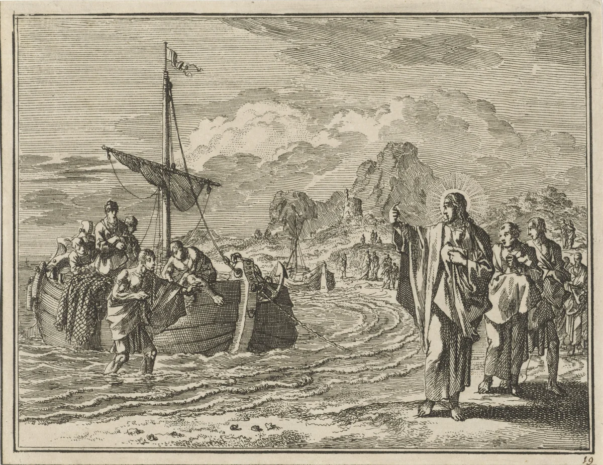 Roeping van Petrus by Jan Luyken, print, 1712