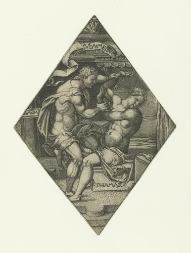 Tamar onteerd door Amnon by Monogrammist AC, print, 1520-1562