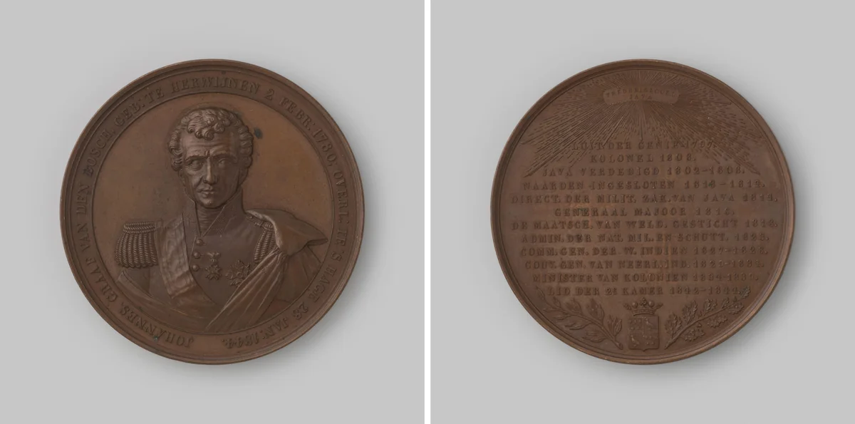 Op het overlijden van Johannes Graaf van den Bosch by anonymous, metalwork, 1844