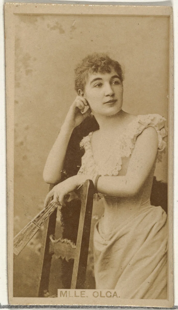 Mlle. Olga, from the Actors and Actresses series (N145-8) issued by Duke Sons & Co. to promote Duke Cigarettes by W. Duke, Sons & Co., photograph, 1890-1895