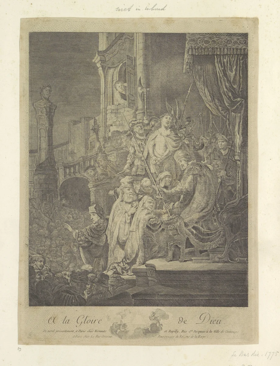 Christus voor Pilatus: grote plaat by Georges Malbeste, book, 1775