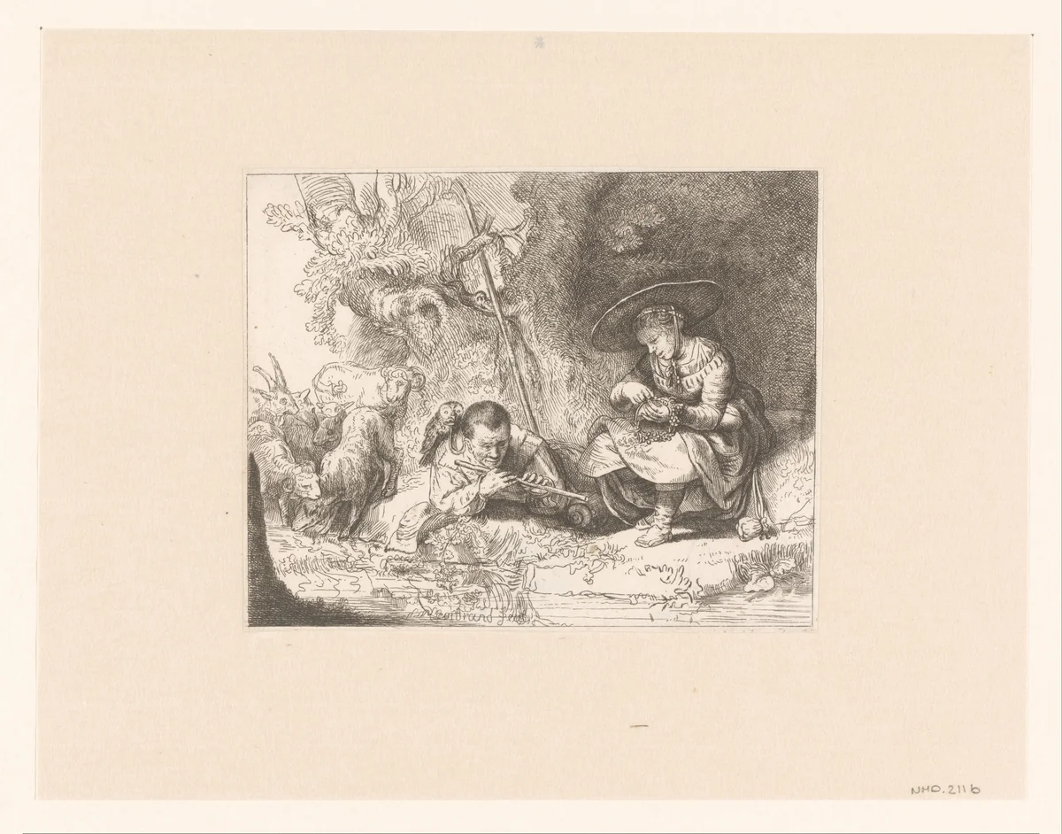 The flute player ('Het Uilenspiegeltje') by anonymous, print, 1711-1800