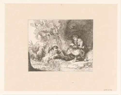 The flute player ('Het Uilenspiegeltje') by anonymous, print, 1711-1800