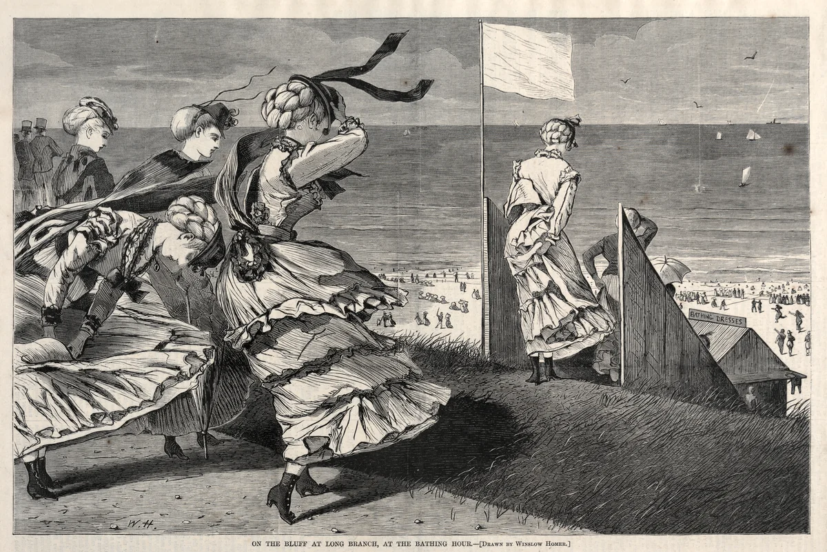 On the Bluff at Long Branch, at the Bathing Hour by Winslow Homer, print, 1870