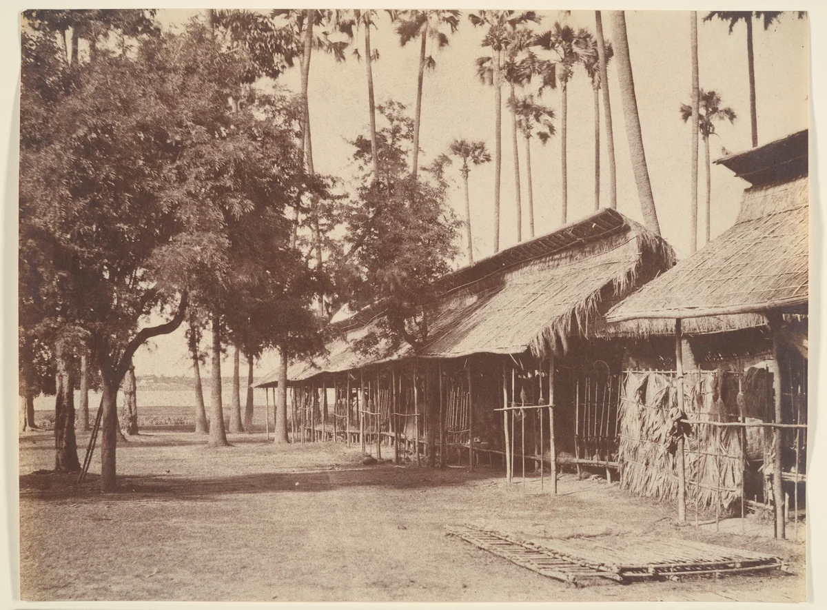Amerapoora, Barracks of the Burmese Guard by Linnaeus Tripe, photograph, 1855
