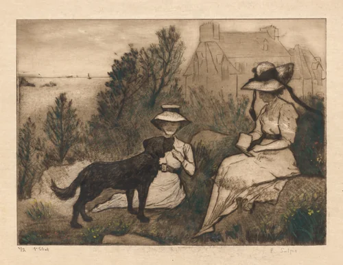 Au Jardin by Emile Jean Sulpis, print, 1895-1905