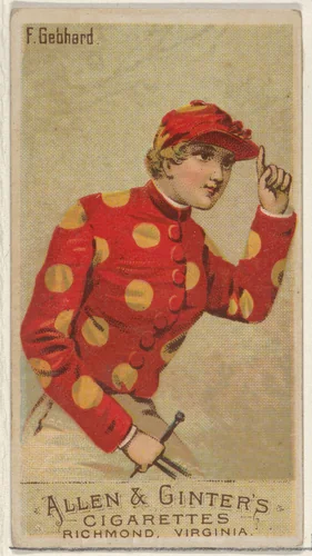 F. Gebhard, from the Racing Colors of the World series (N22a) for Allen & Ginter Cigarettes by Allen & Ginter, print, 1888
