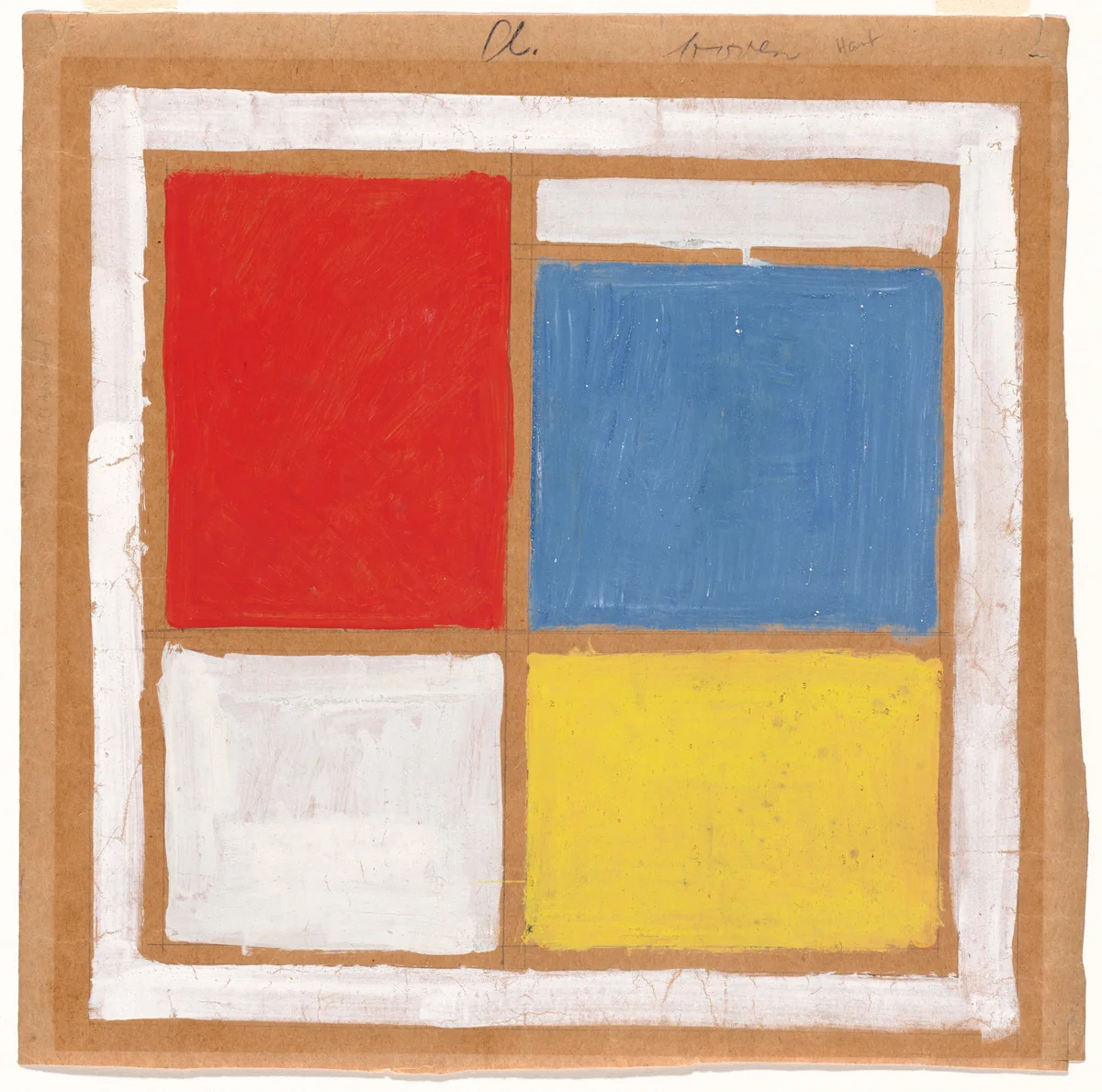 Design for a stained-glass window for Christian ULO School, Rehobôth te Drachten by Theo van Doesburg, drawing, 1922