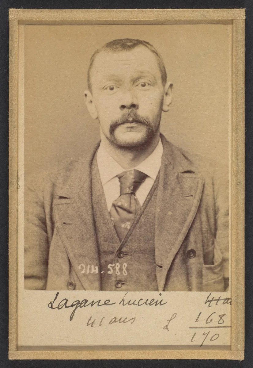 Lagane (ou Lagasse). Lucien, Pierre. 35 ans. 22/2/94. by Alphonse Bertillon, photograph, 1894