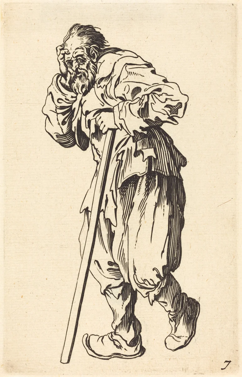 Beggar with a Stick by Jacques Callot, print, 1622-1699