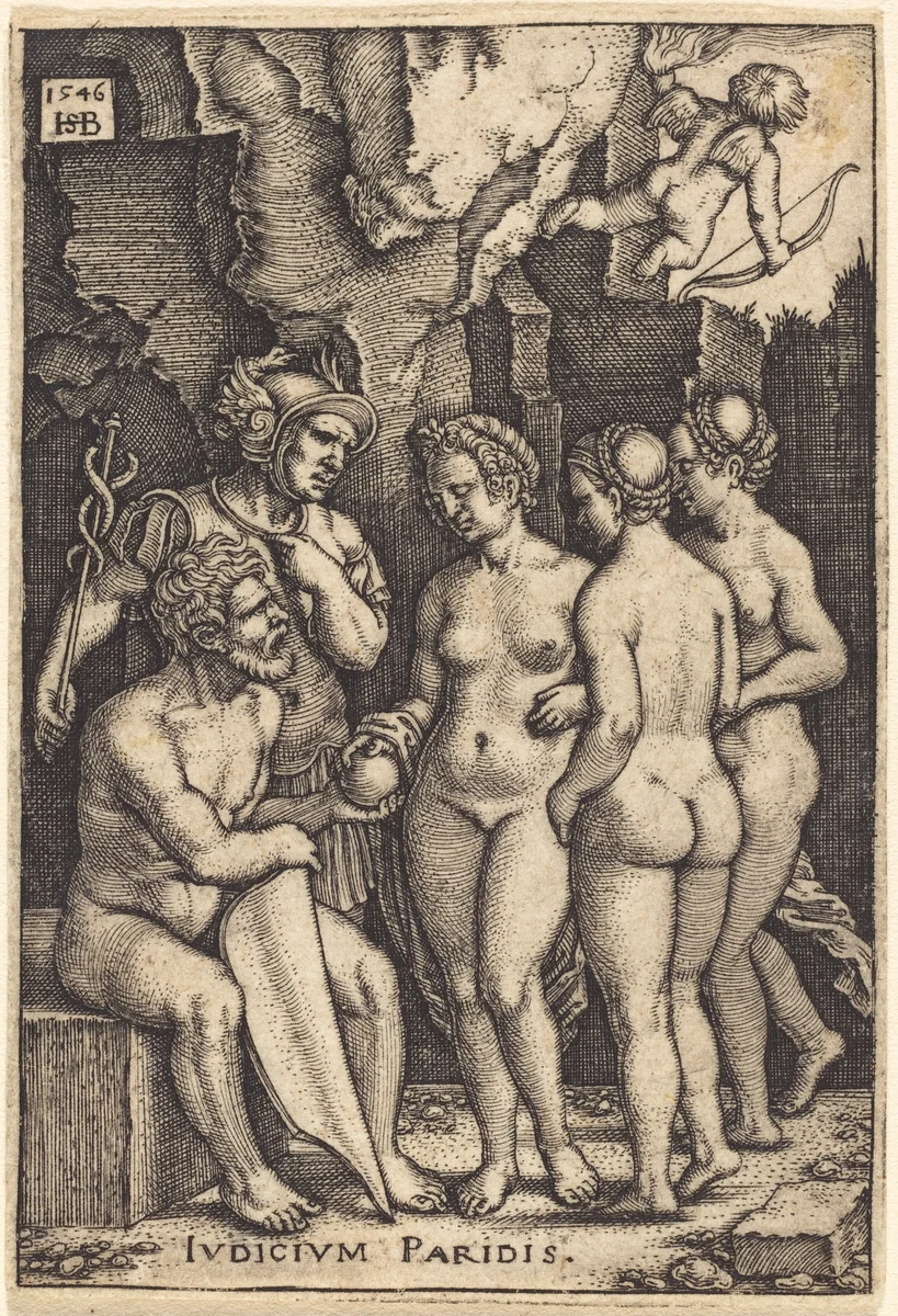 The Judgment of Paris by Sebald Beham; Barthel Beham, print, 1546