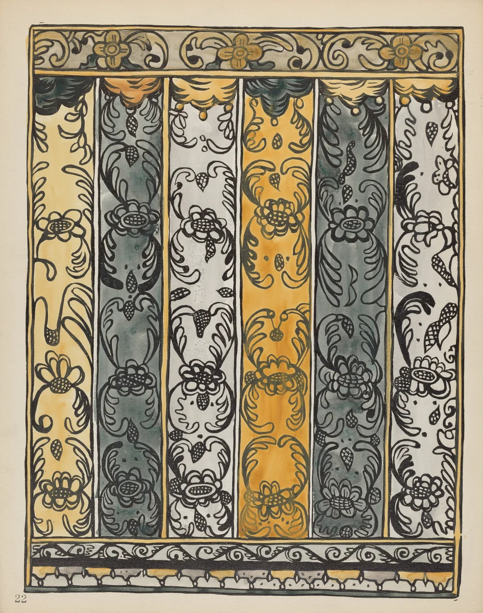 Plate 22: Wall Decoration, Laguna: From Portfolio "Spanish Colonial Designs of New Mexico" by American 20th Century, index of american design, 1935-1942